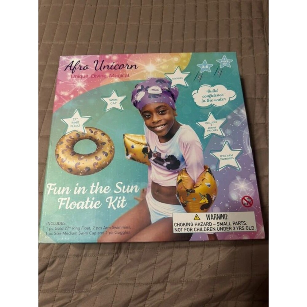 Afro Unicorn Fun in the Sun Floatie Kit – New Factory Sealed – 5 Piece Set